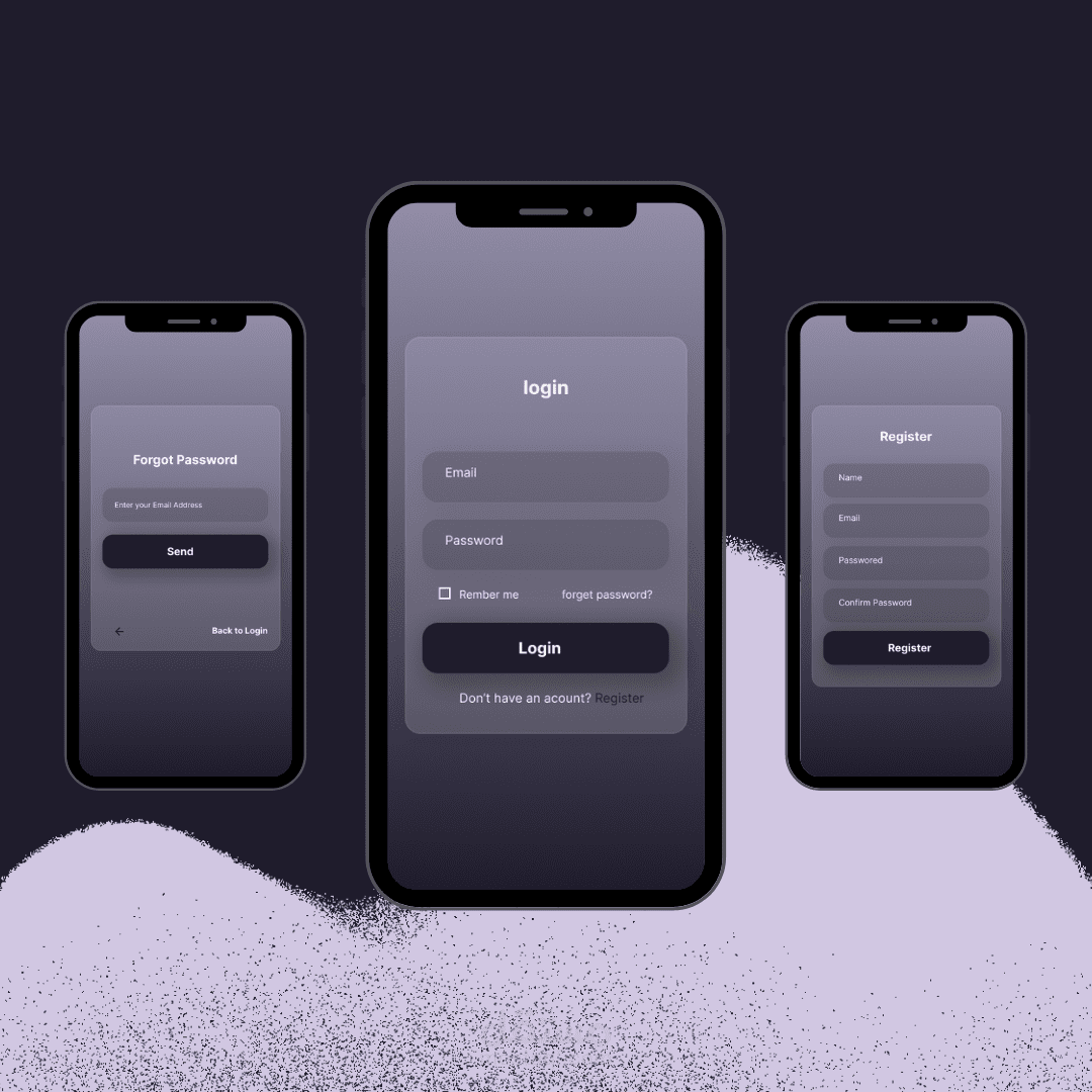 شاشات تسجيل الدخول وإنشاء الحساب