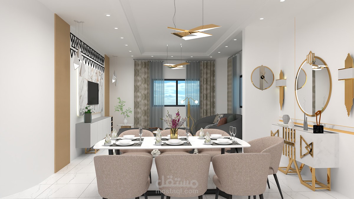 تصميم داخلي لصالون معيشة- فلسطين