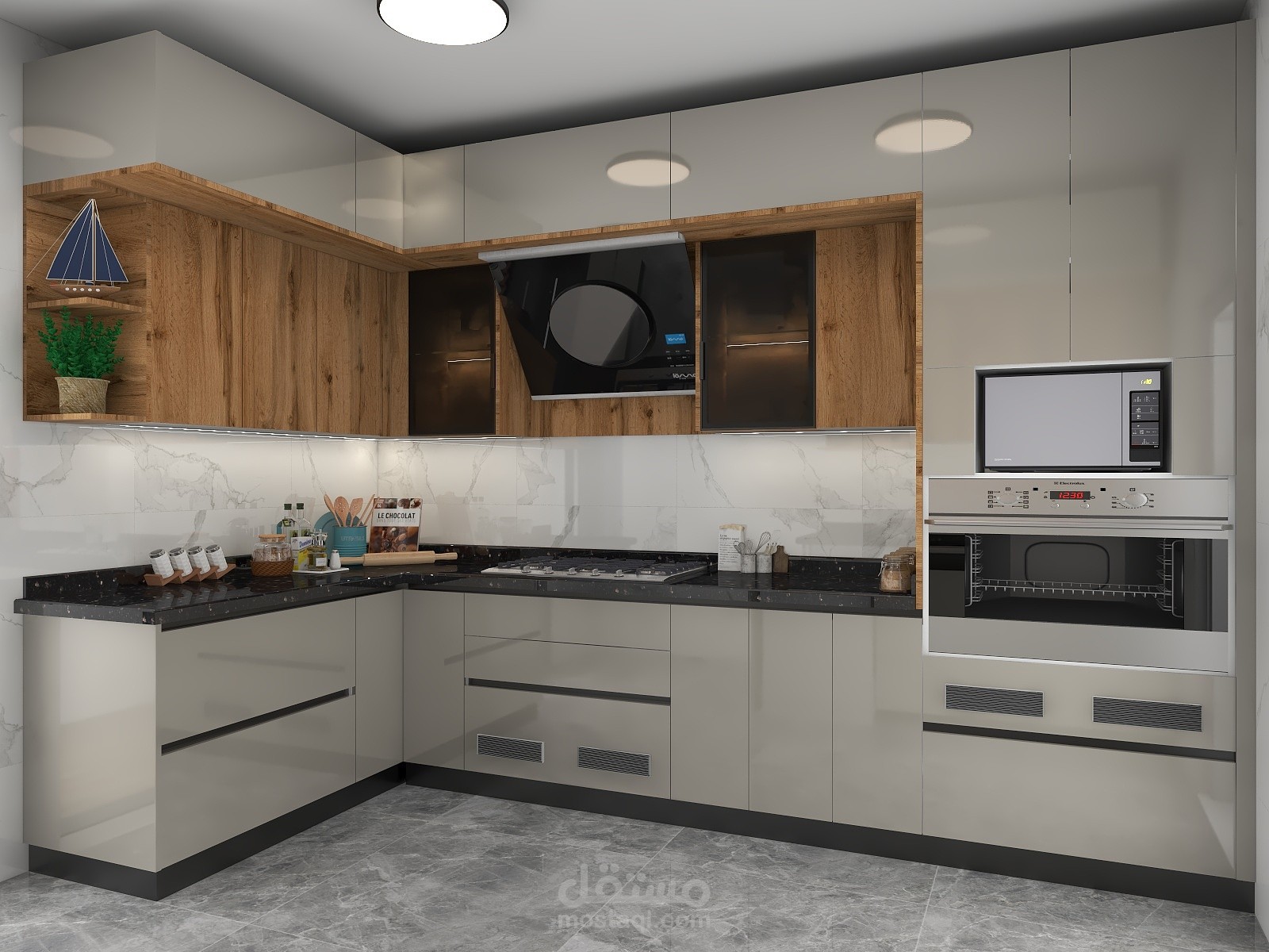 تصميم 3D لمطبخ مودرن