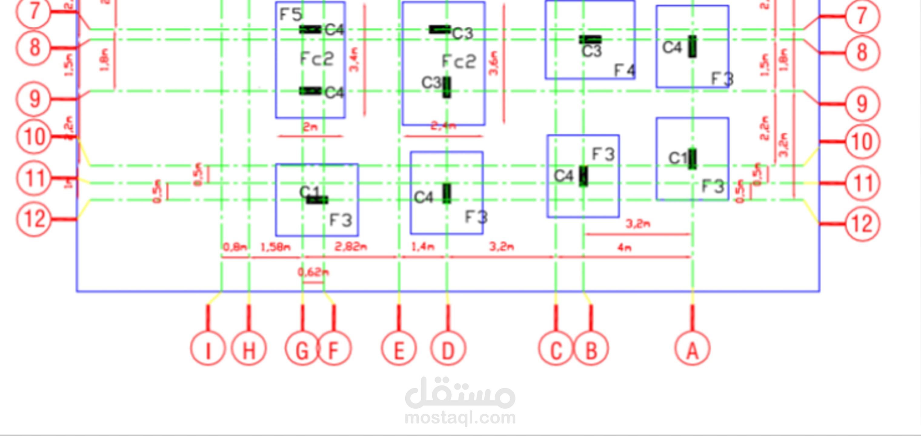 تصميم مخطط إنشائي (أساسات)لمبنى سكني .