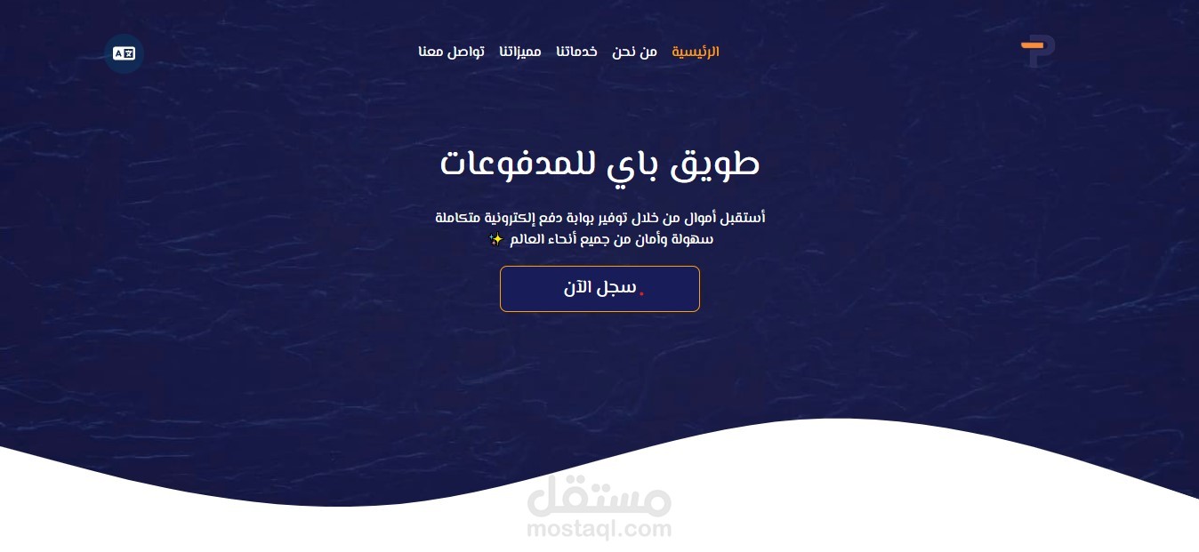 LANDING PAGE FOR ONLINE PAYMENTS COMPANY