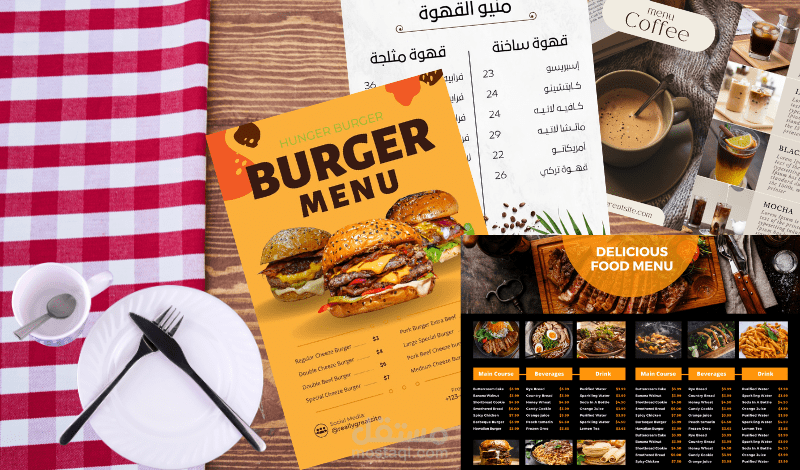 تصميم ابداعى لمنيو مطعم و كافيه