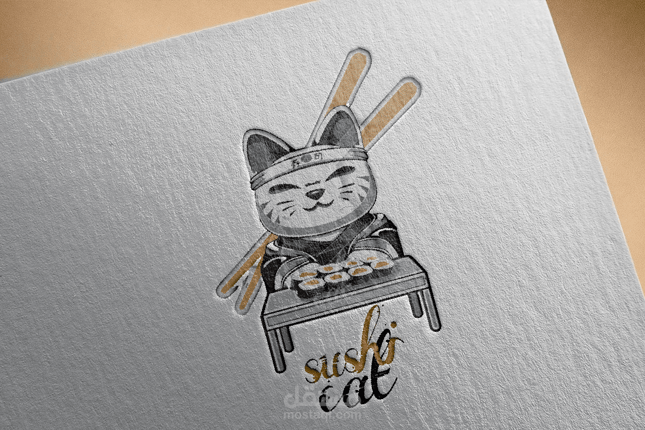 شعار مطعم sushi cat