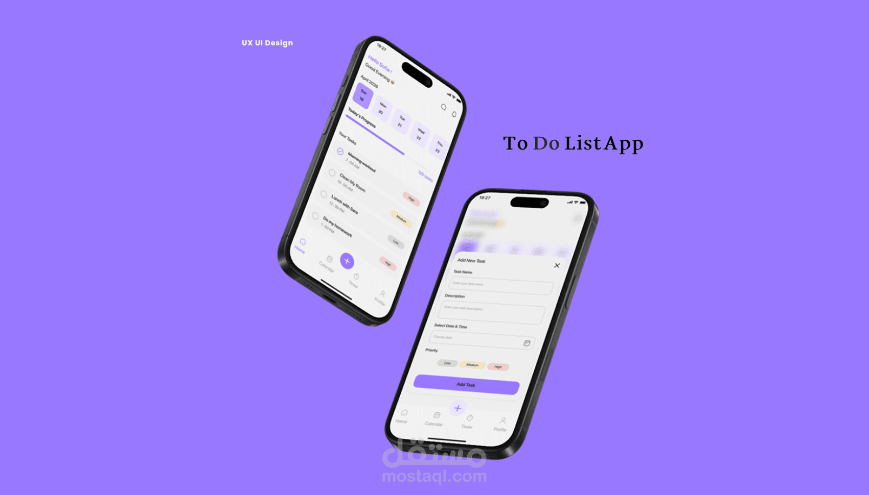 تصميم UX/UI لتطبيق إدارة المهام