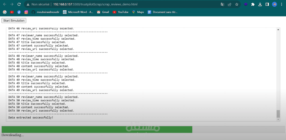 استخراج بيانات (reviews) الموقع TrustPilot