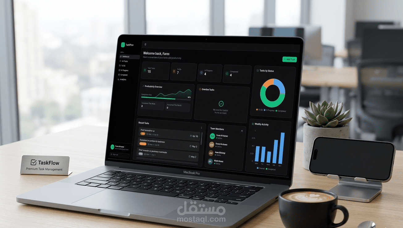 SaaS Task Management Dashboard | لوحة تحكم احترافية لإدارة المهام والفرق