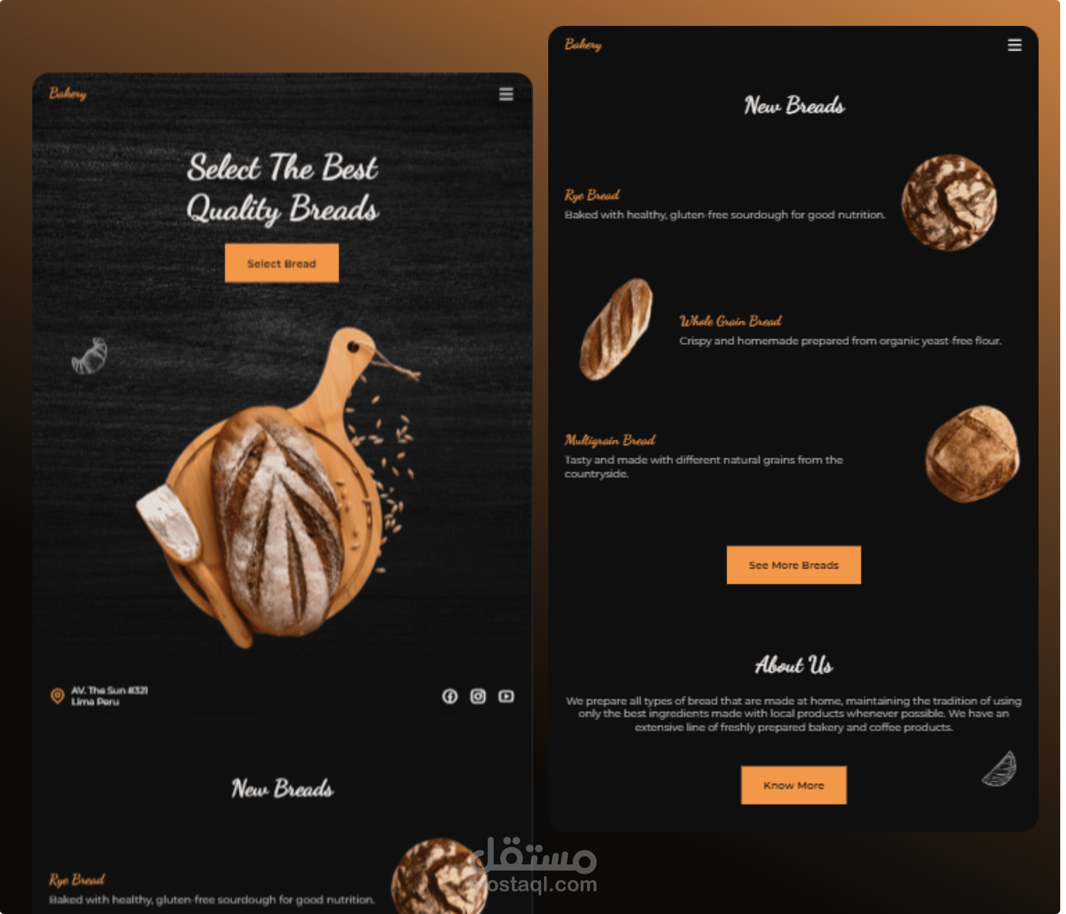 صفحة هبوط لمخبز