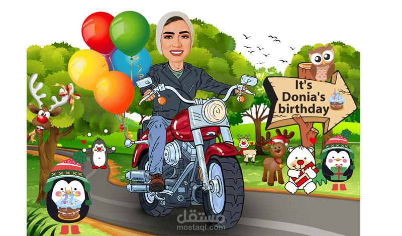 تصميم بطاقة معايدة بعيد ميلاد كرتون - انيميشن