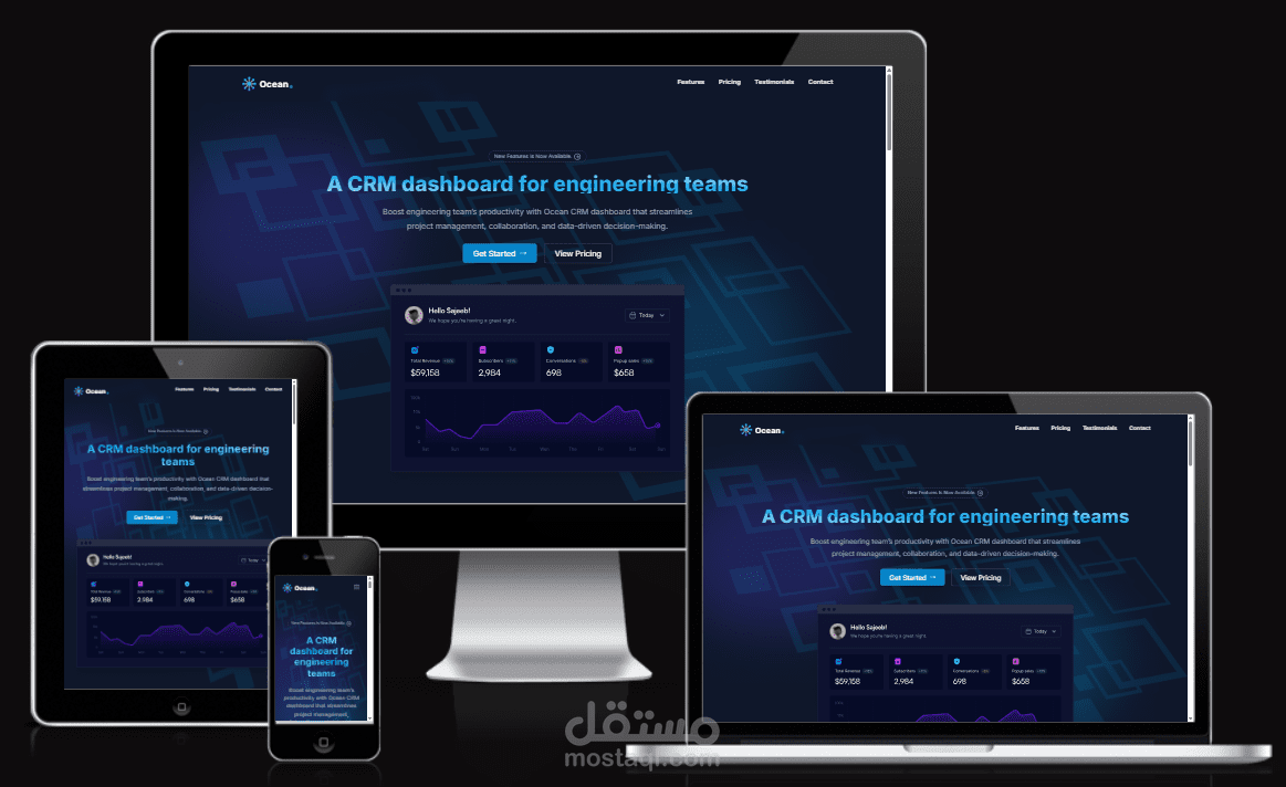ocean landing page