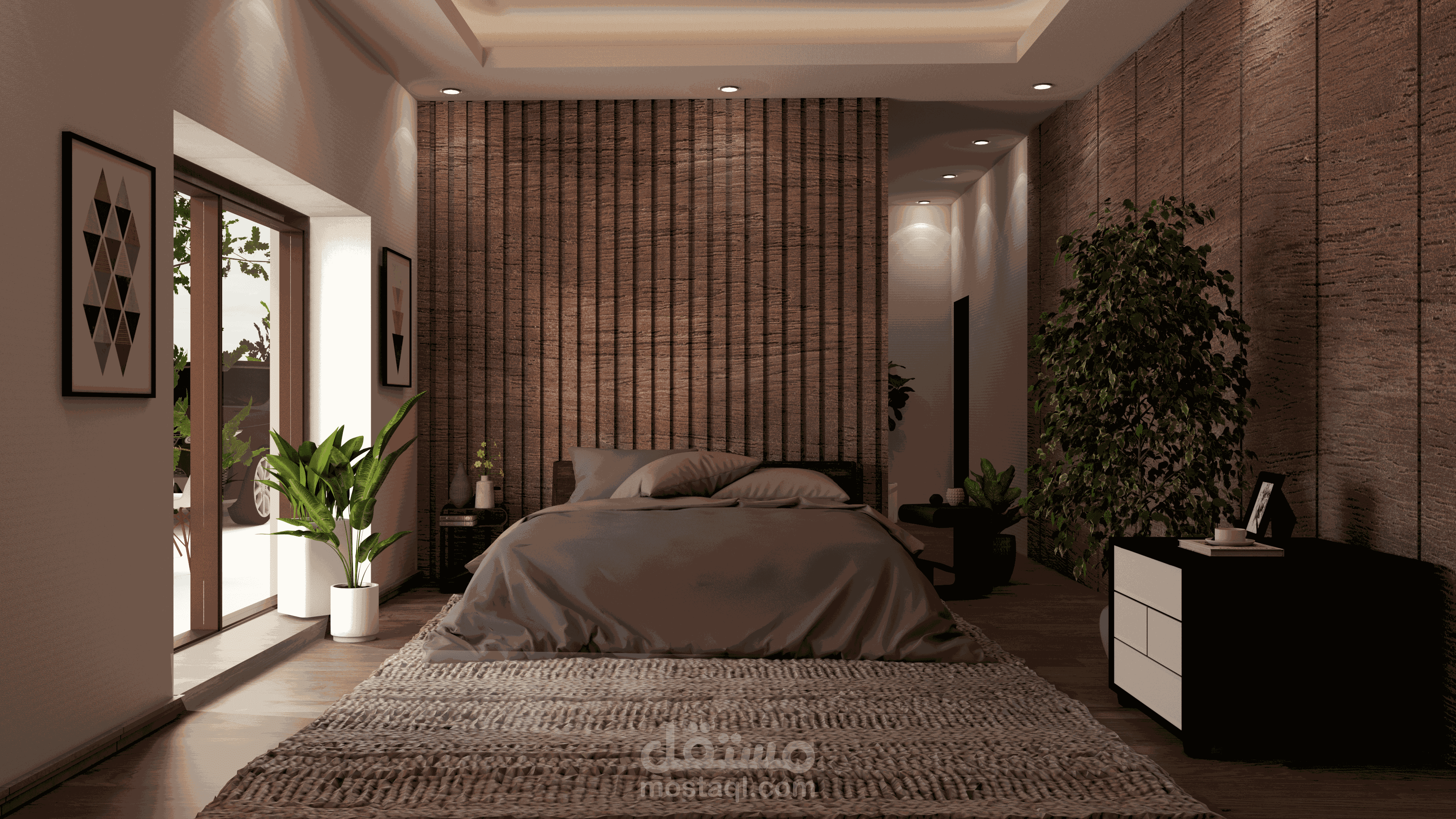 غرفة نوم مع حمام