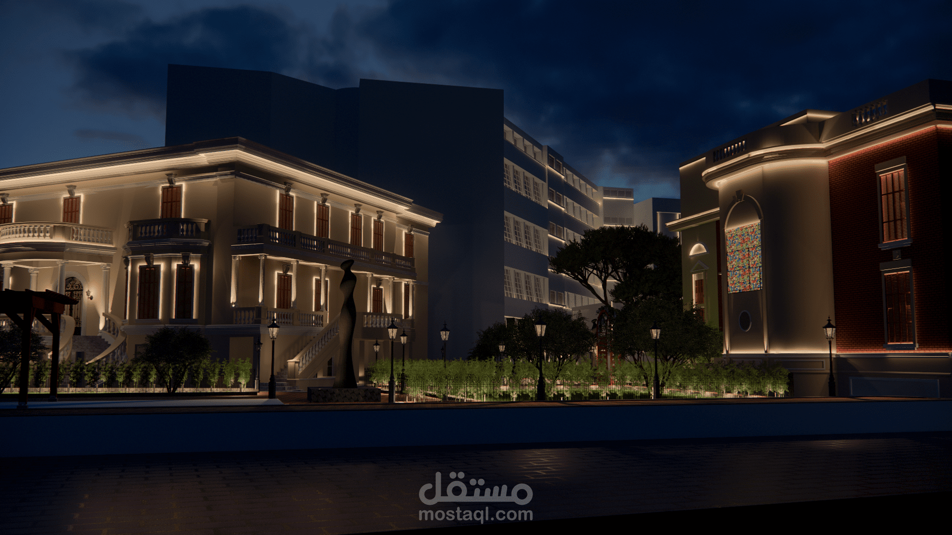 إنارة كلية الفنون الجميلة بالقاهرة