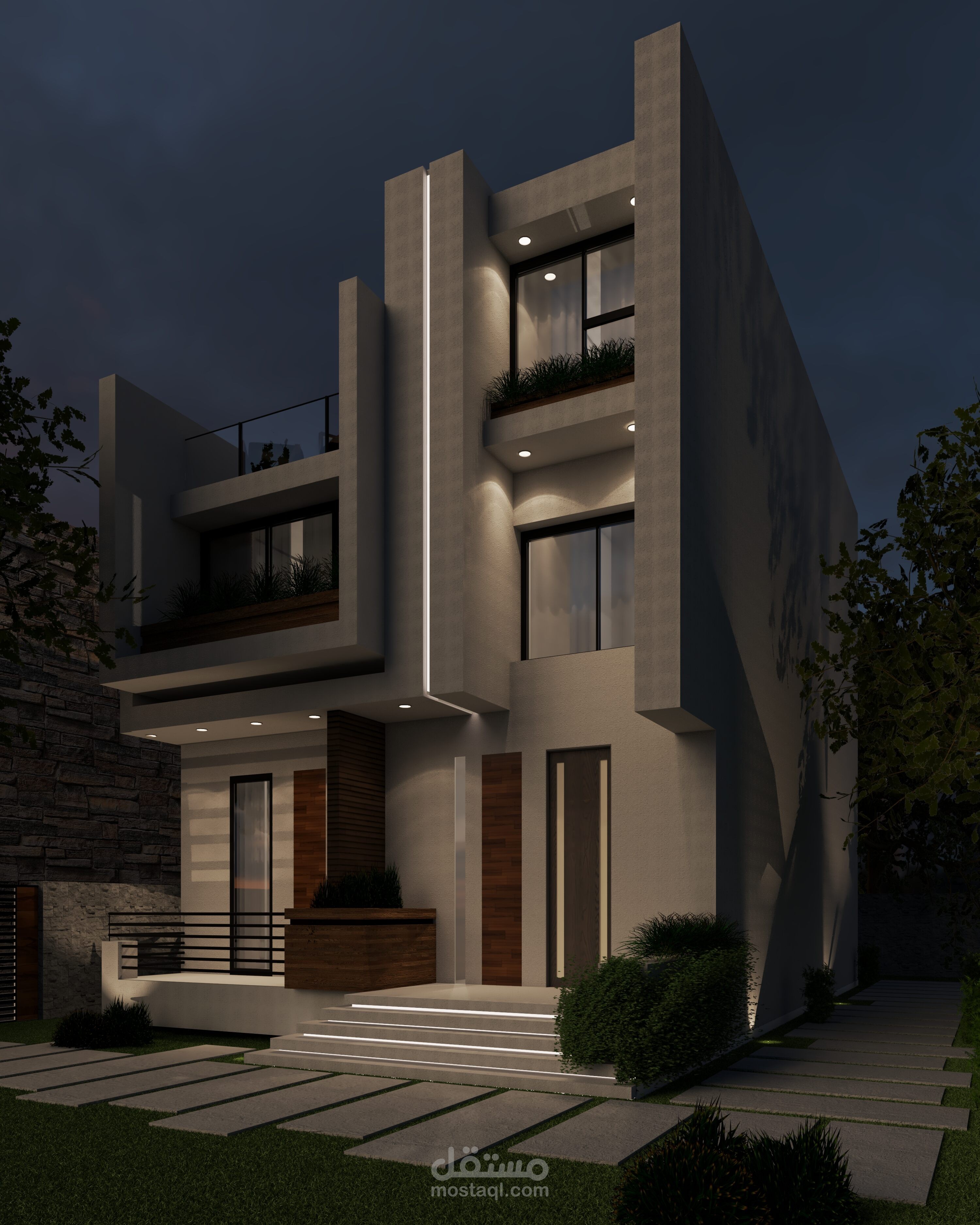 إضاءة واجهة منزل