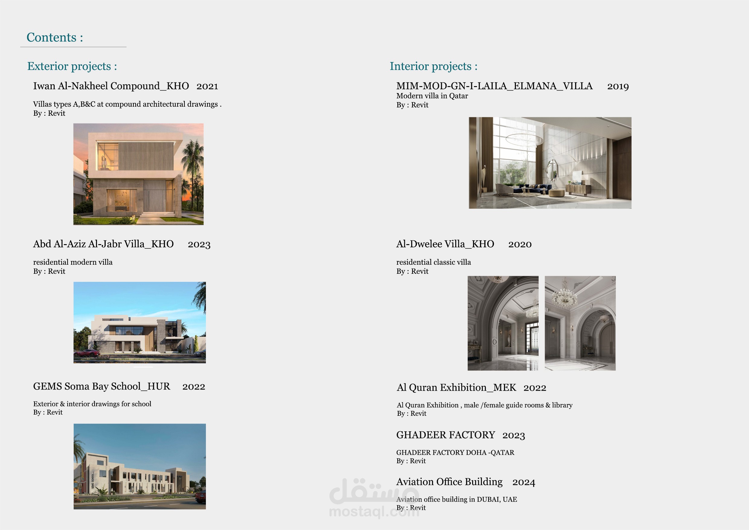 Exterior & interior projects technical drawings
