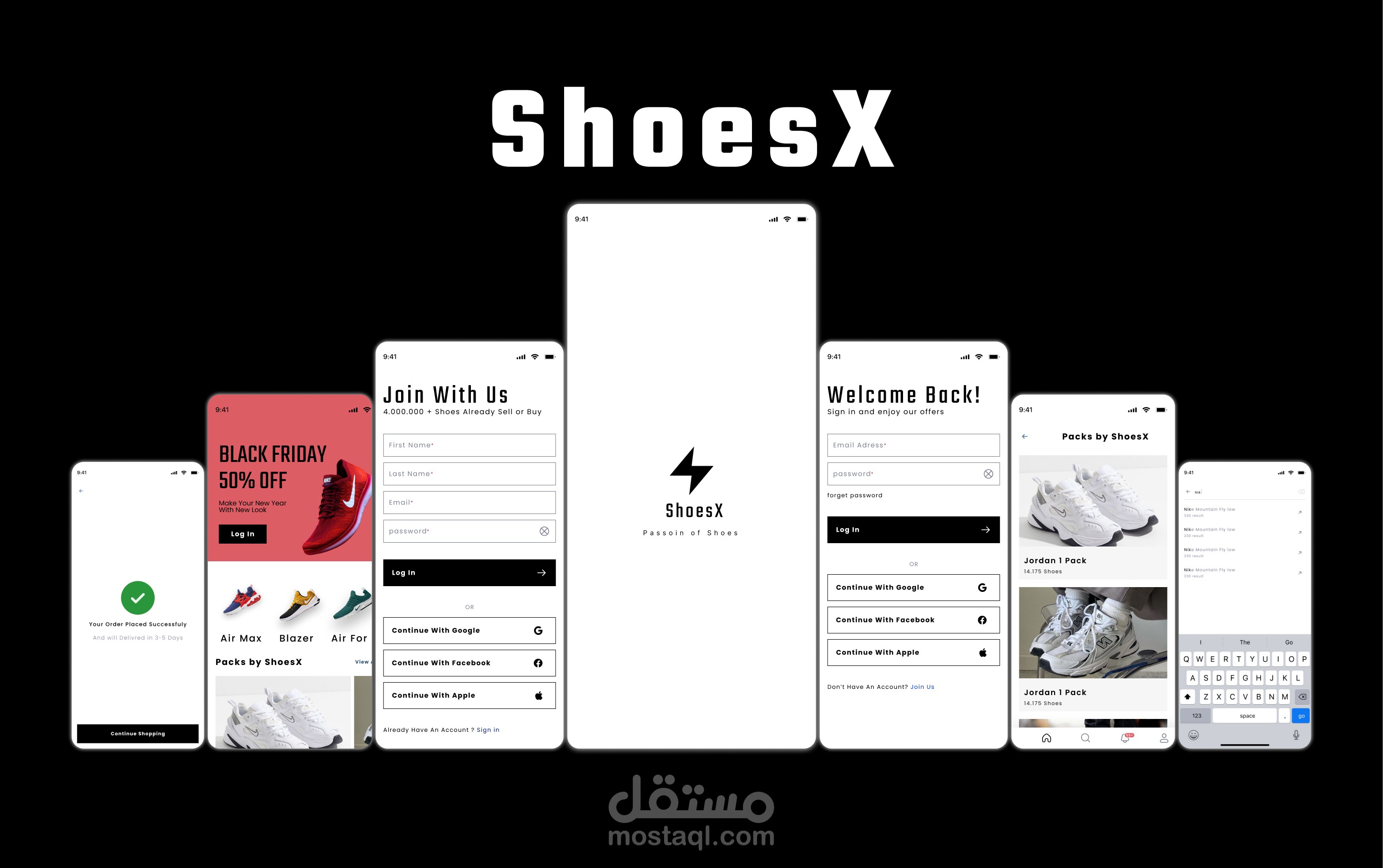 تصميم واجهات مستخدم لتطبيق متجر الكتروني | Online Store | ShoesX