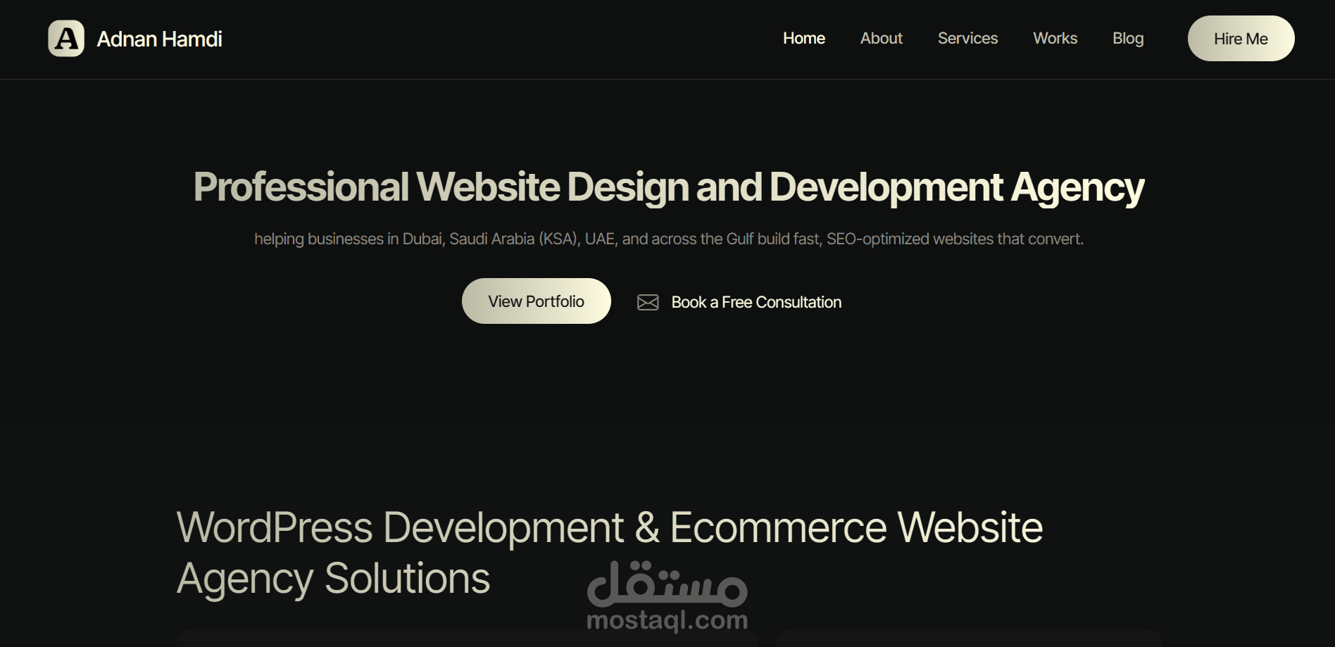 تصميم وتطوير موقع شخصي تفاعلي يعرض الخدمات التقنية