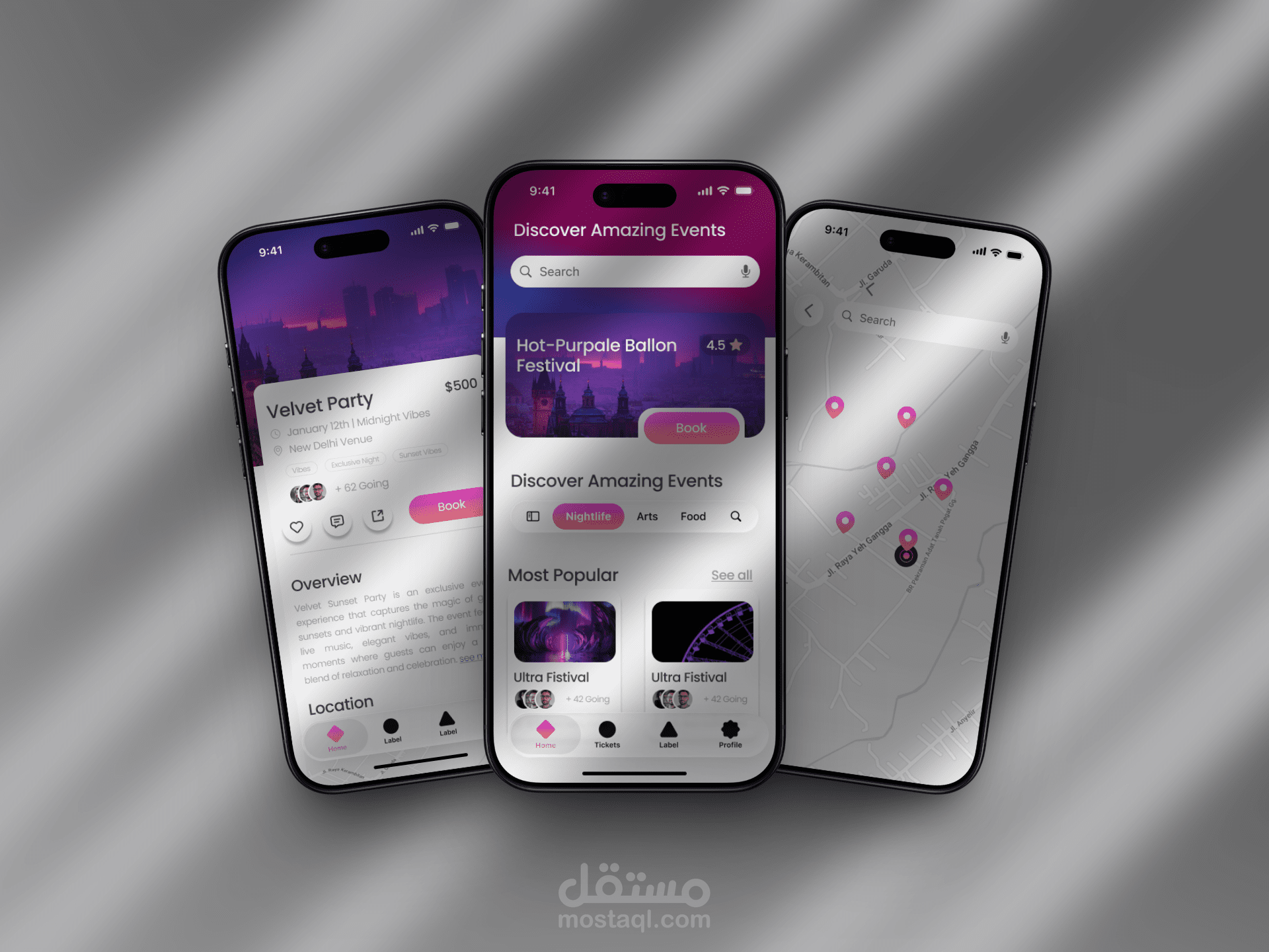 تصميم UI UX تطبيق  احترافي باستخدام فيجما (figma) لمنصة حجز  مع نظام متطور لاستعراض الفعاليات.