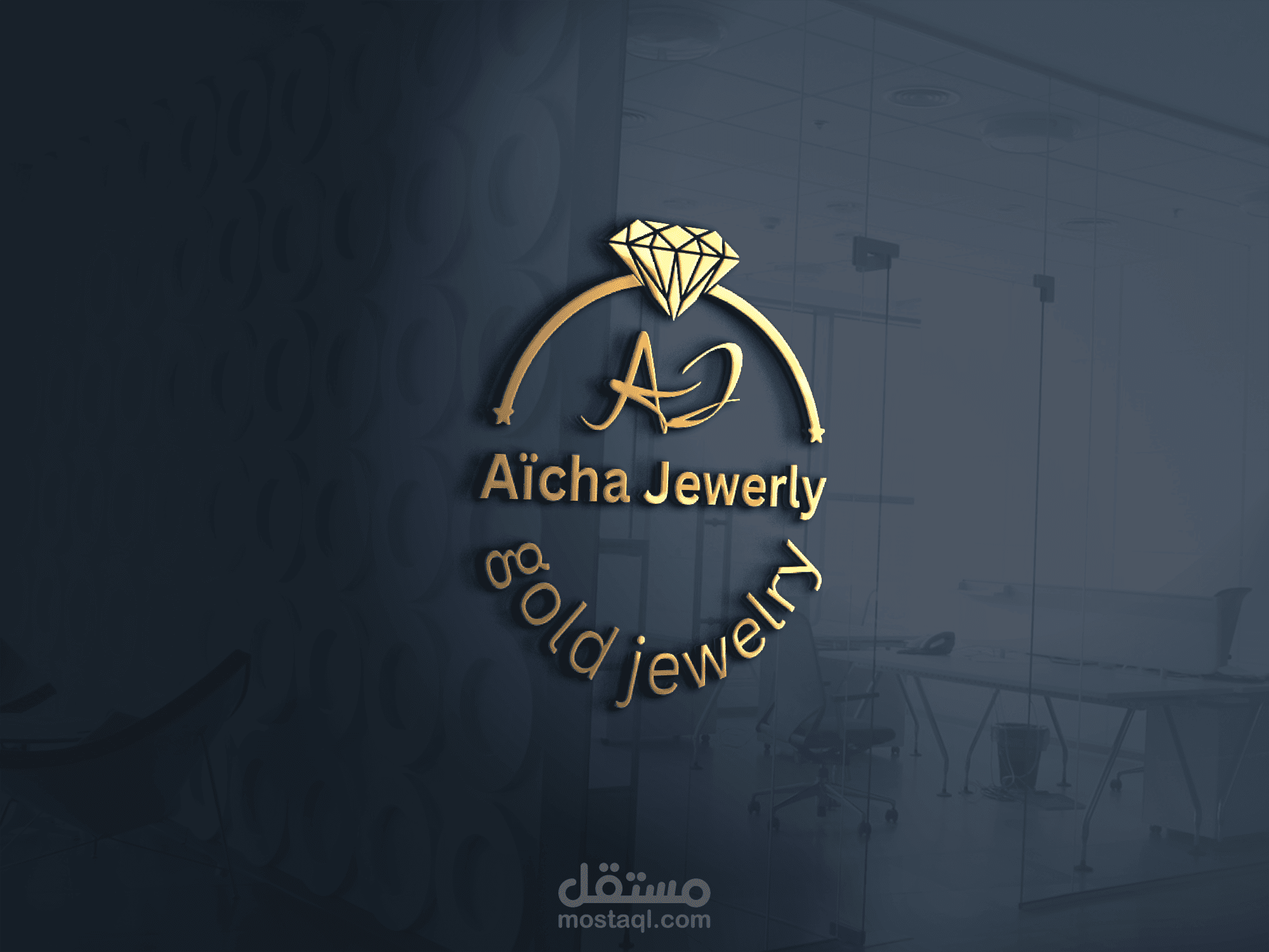 تصميم شعار + غلاف فيسبوك + بطاقة زيارة لمحل ذهب ومجوهرات