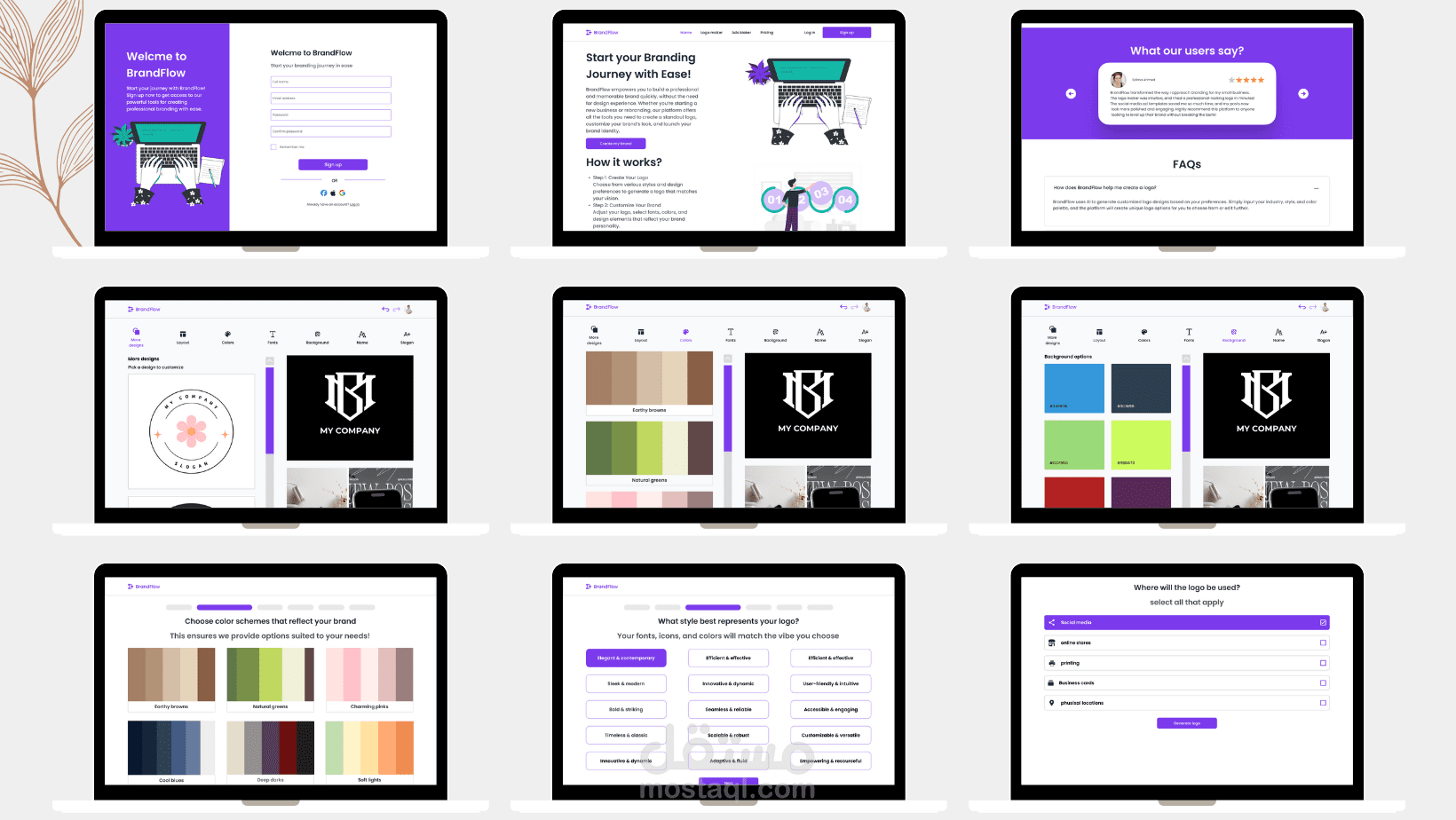 BrandFlow – AI Logo & Branding Maker website