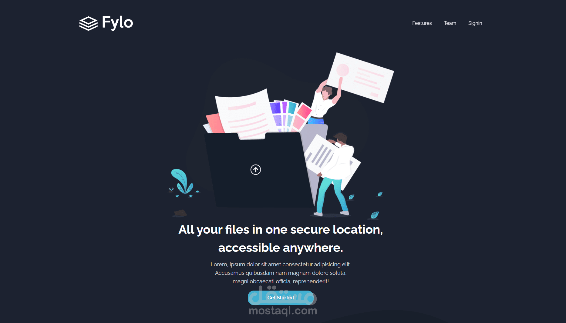 Fylo Landing Page باستخدام React و Tailwind CSS