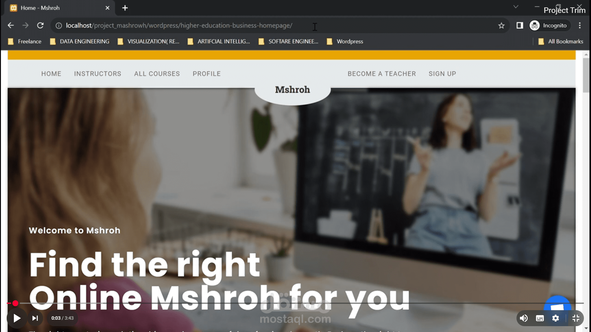 مشروع: تطبيق Mashroh لدورات الأونلاين (Mashroh Online Courses Application)