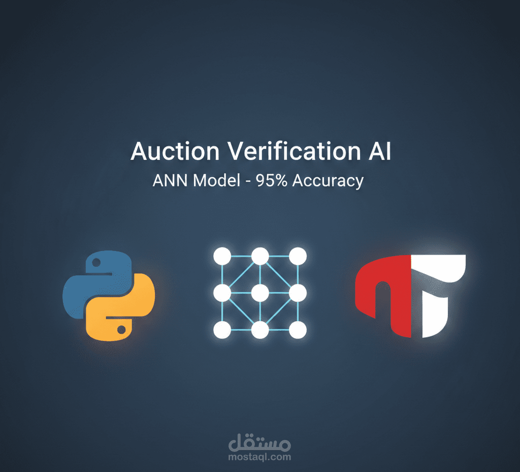 بناء نموذج شبكة عصبية اصطناعية (ANN) للتنبؤ بنتائج التحقق من المزادات بدقة 95%