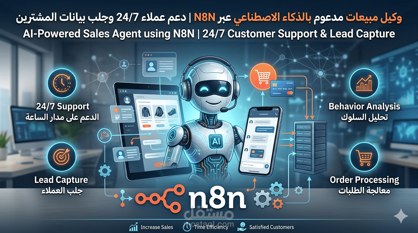 وكيل مبيعات مدعوم بالذكاء الاصطناعي عبر N8N | ودعم خدمة العملاء 24/7