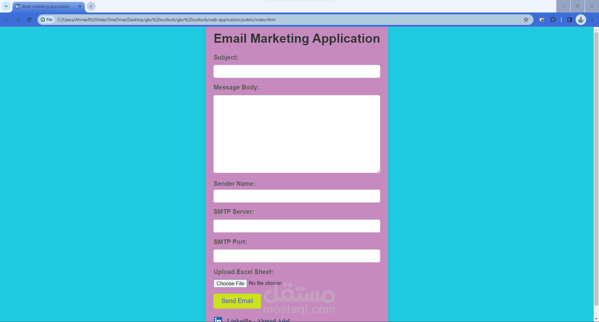انشاء تطبيق ويب يخدم التسويق بالايميل