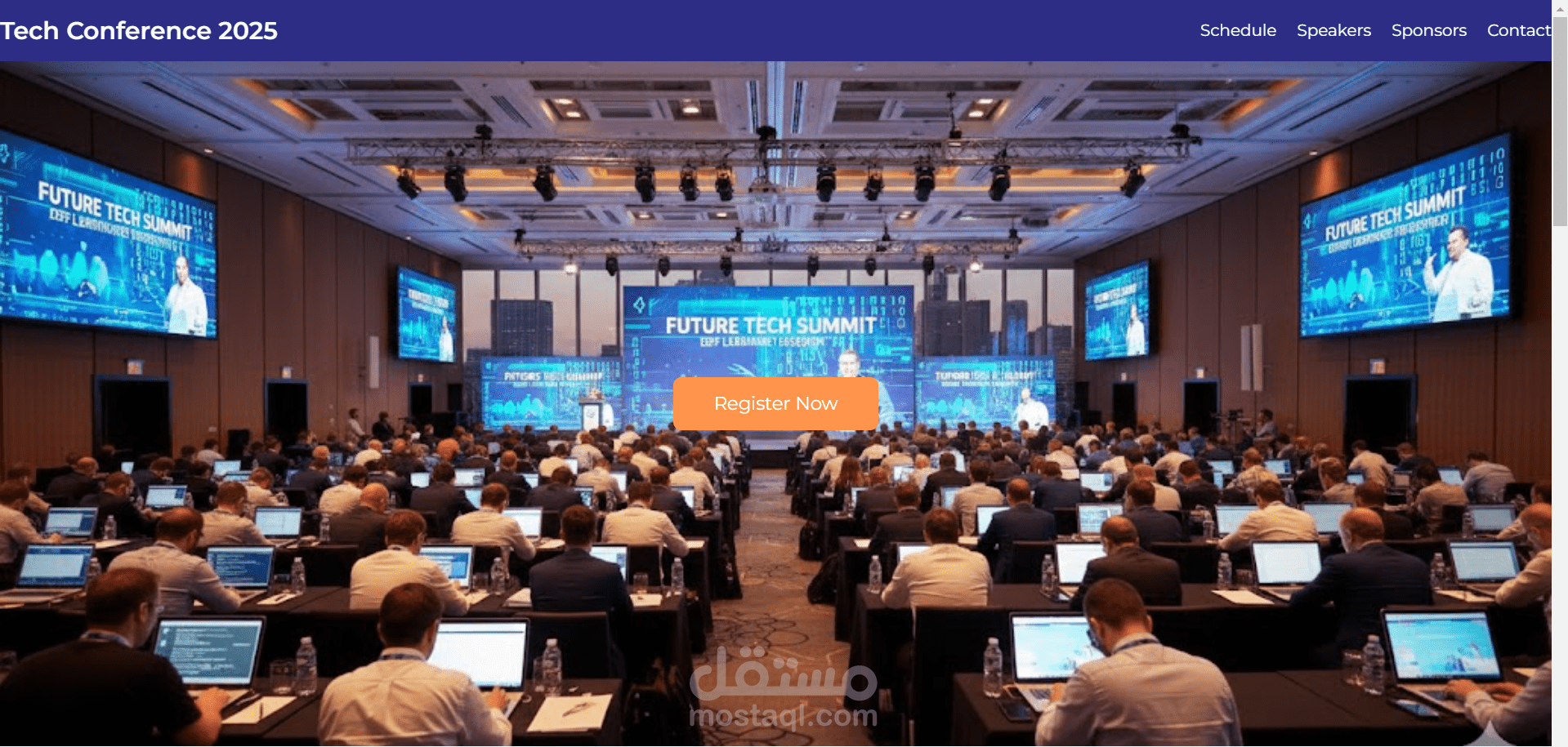 Landing Page احترافية لمؤتمر Tech Conference 2025