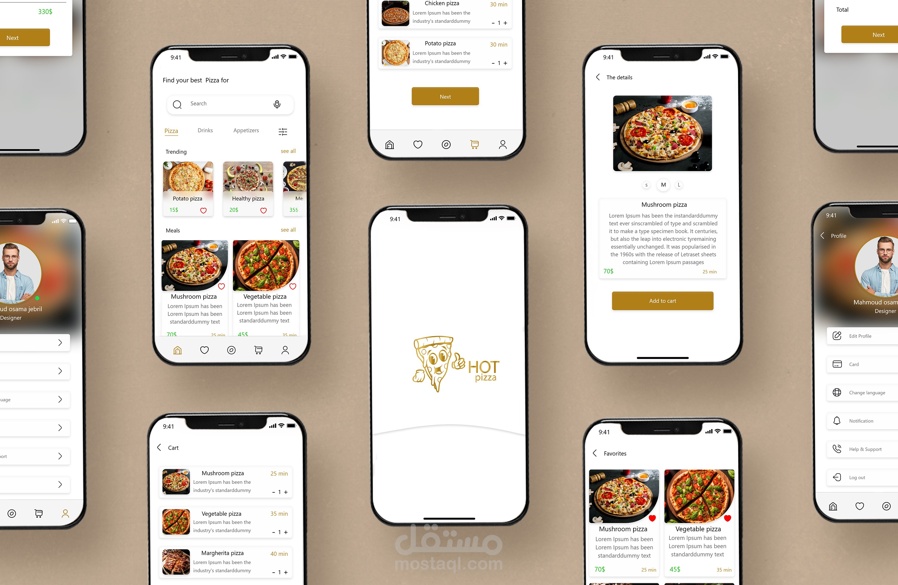 تصميم تطبيق لمطعم بيتزا "Pizza App"