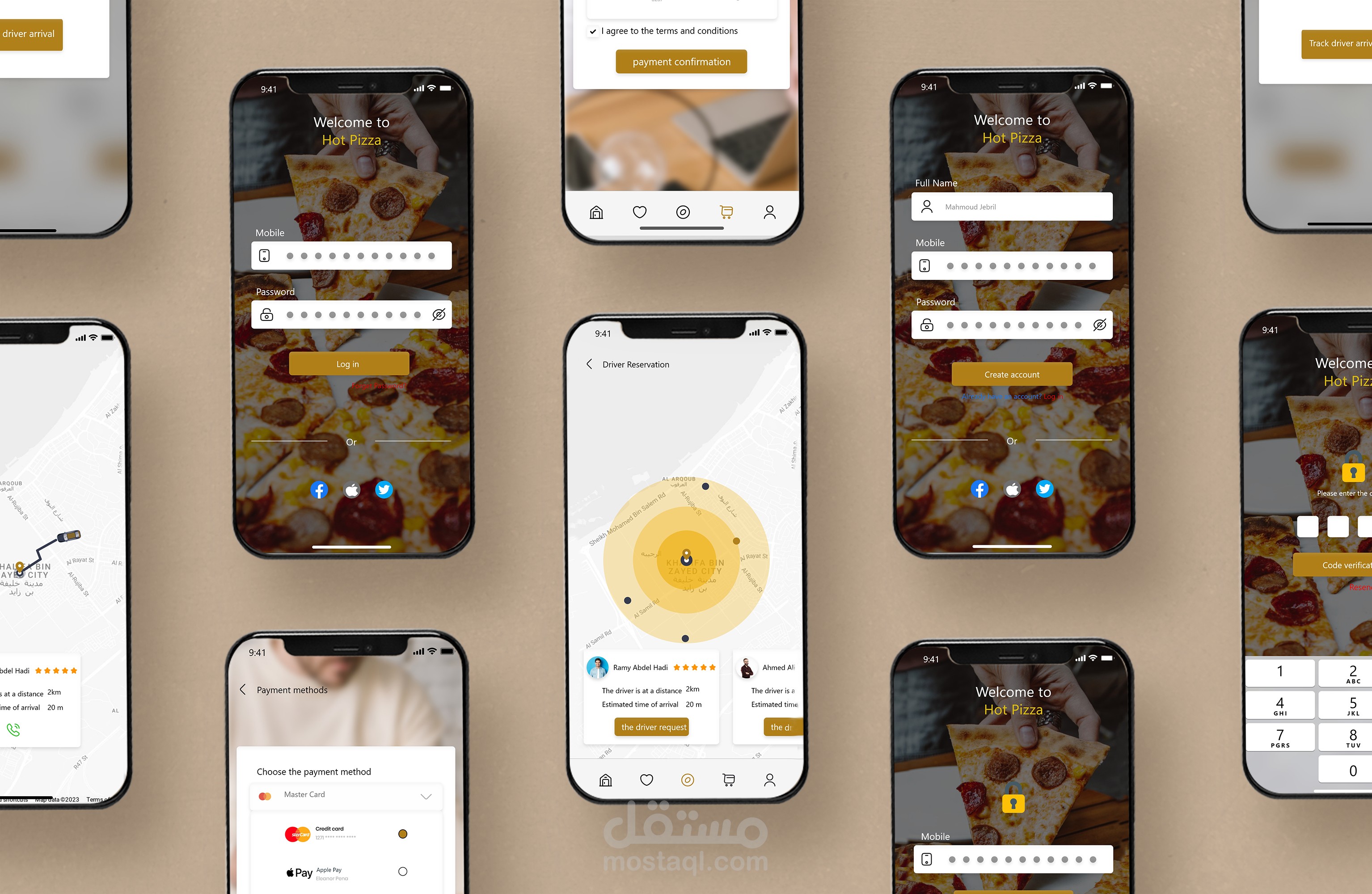 تصميم تطبيق لمطعم بيتزا "Pizza App"