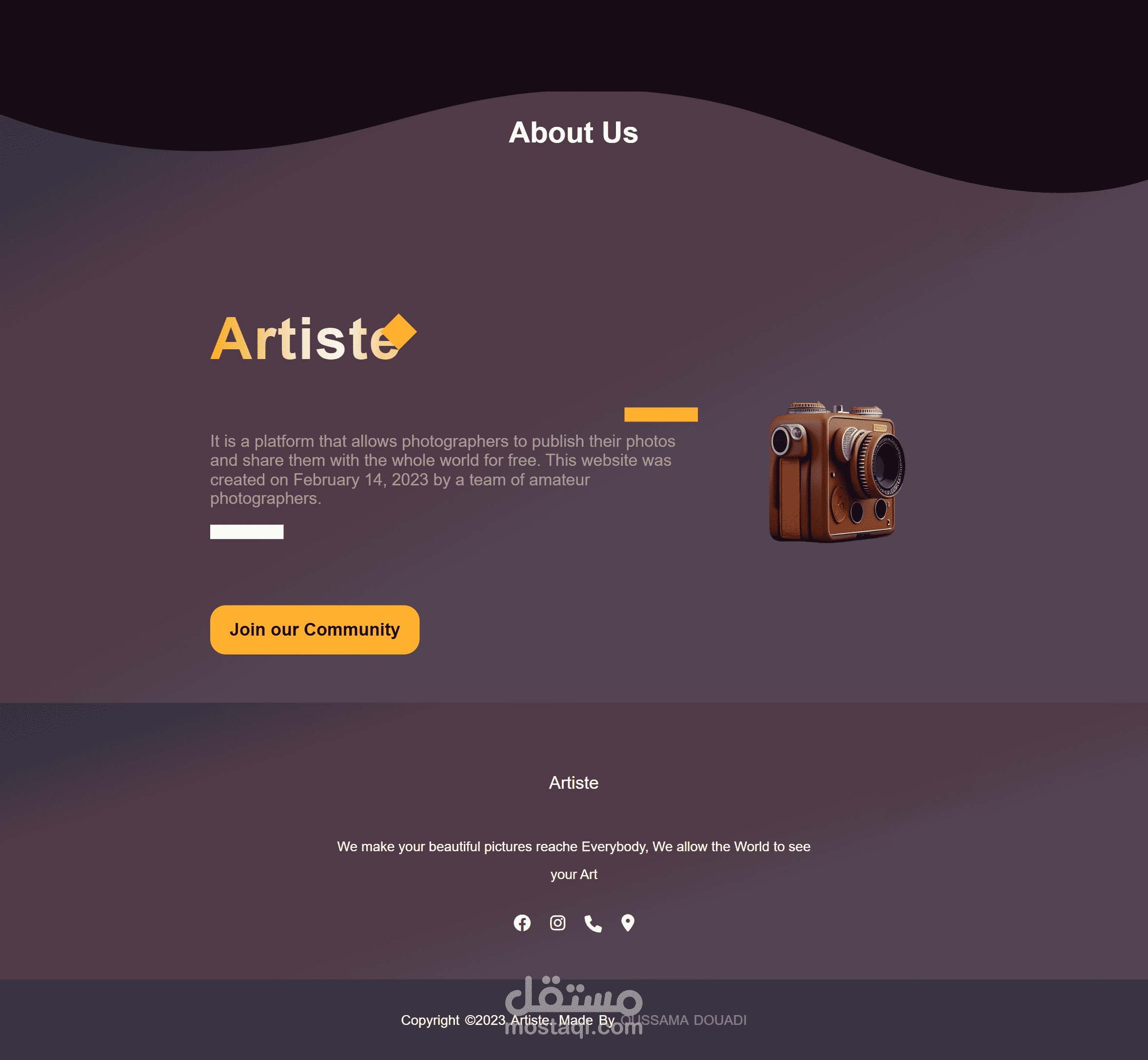 موقع إلكتروني للمصورين و هواة التصوير باللغة الإنجليزية