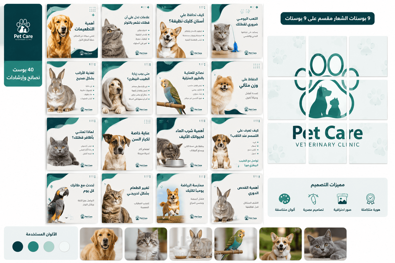 40 بوست محتوى لعيادة بيطرية