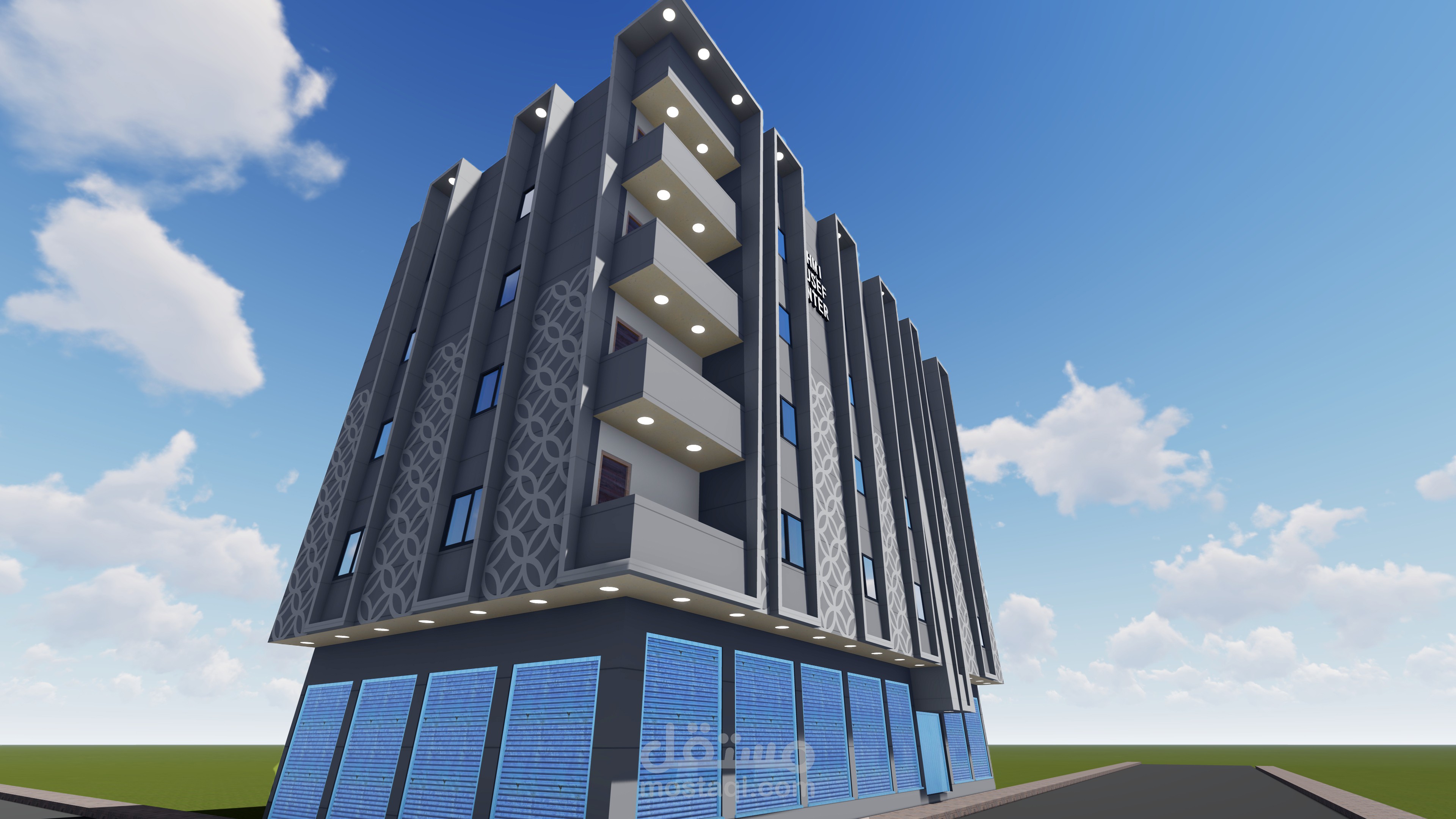 تصميم واجهة مبنى 3d