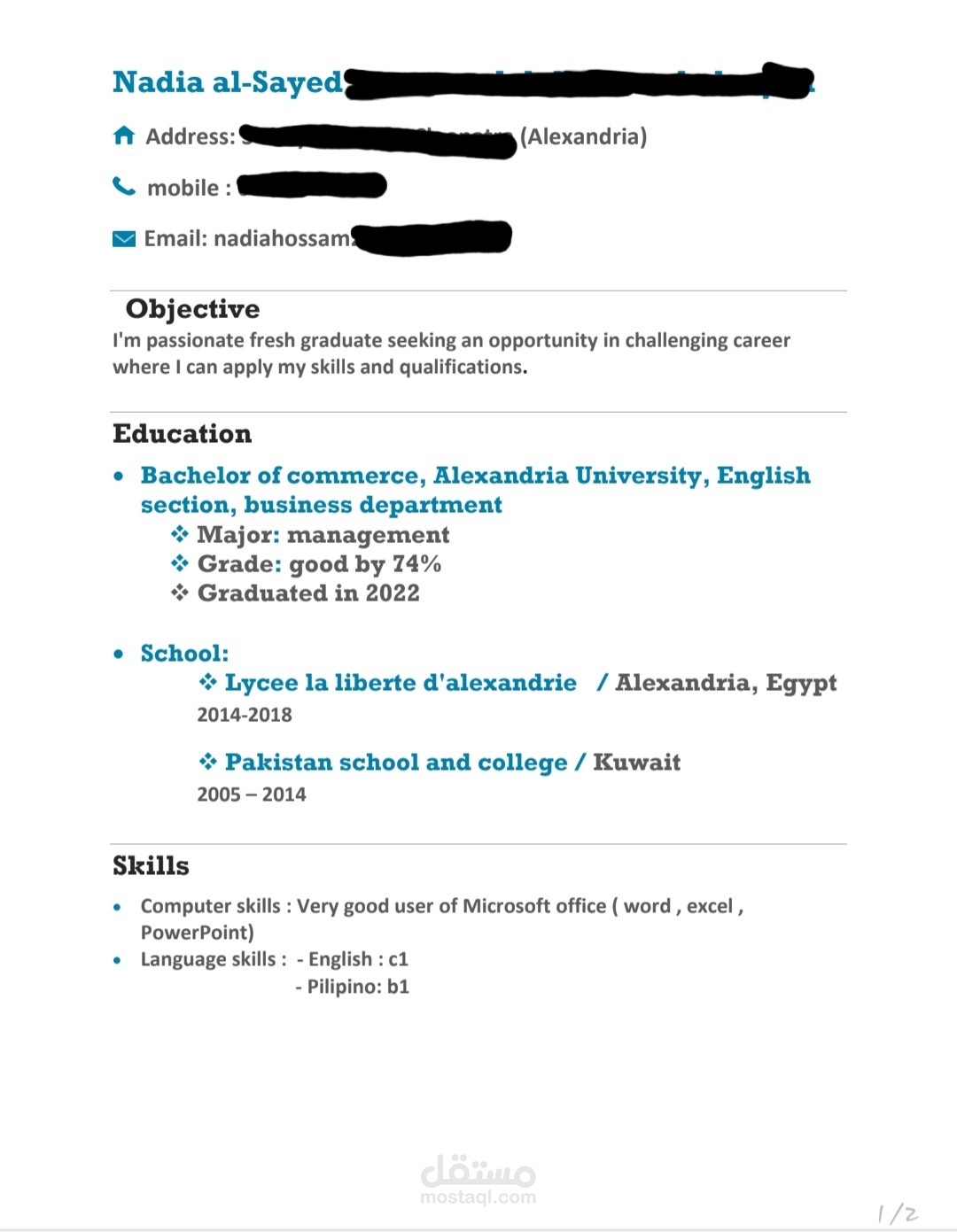 Customized resume