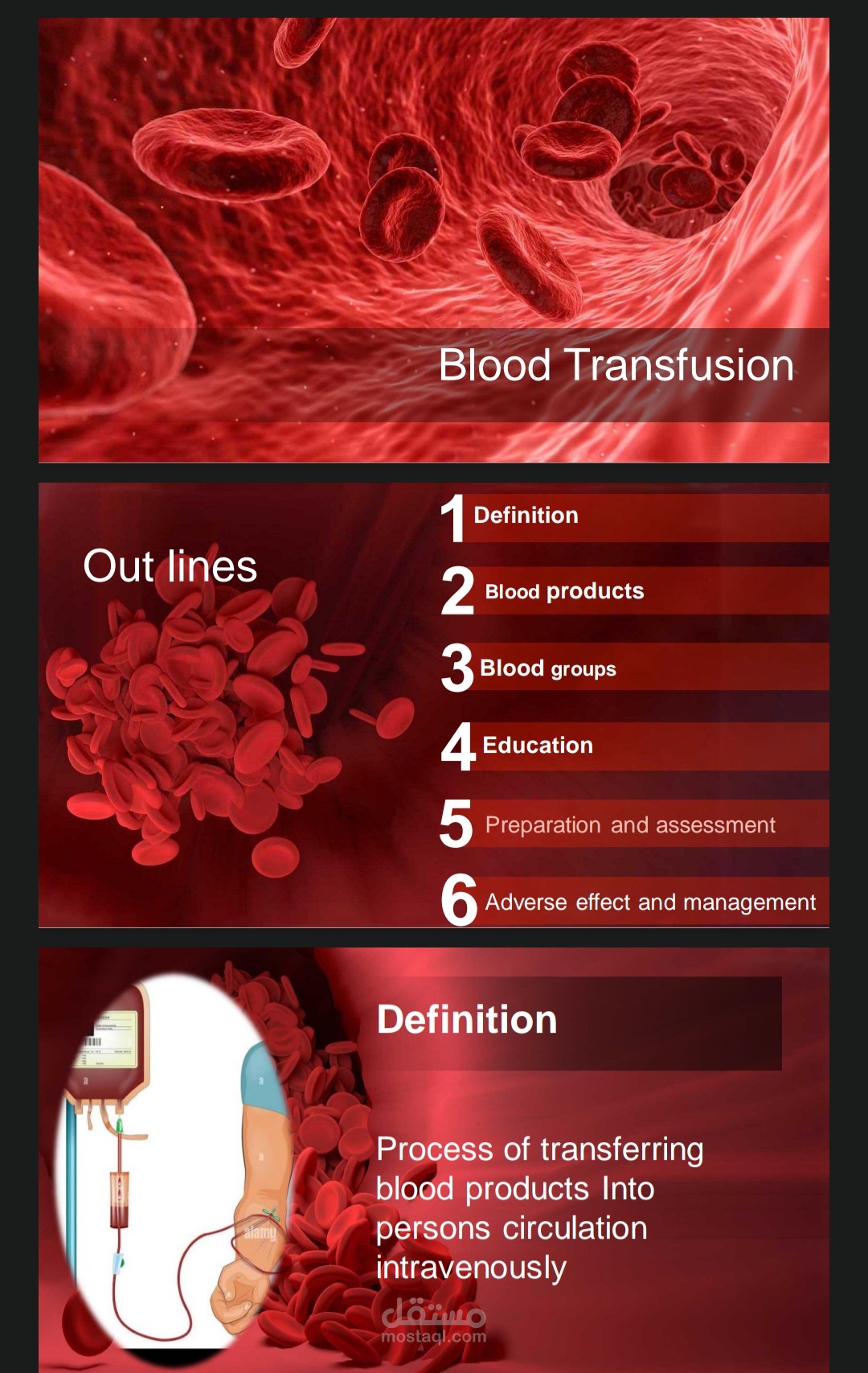 باور بوينت احترافي عن نقل الدم باللغة الإنجليزية