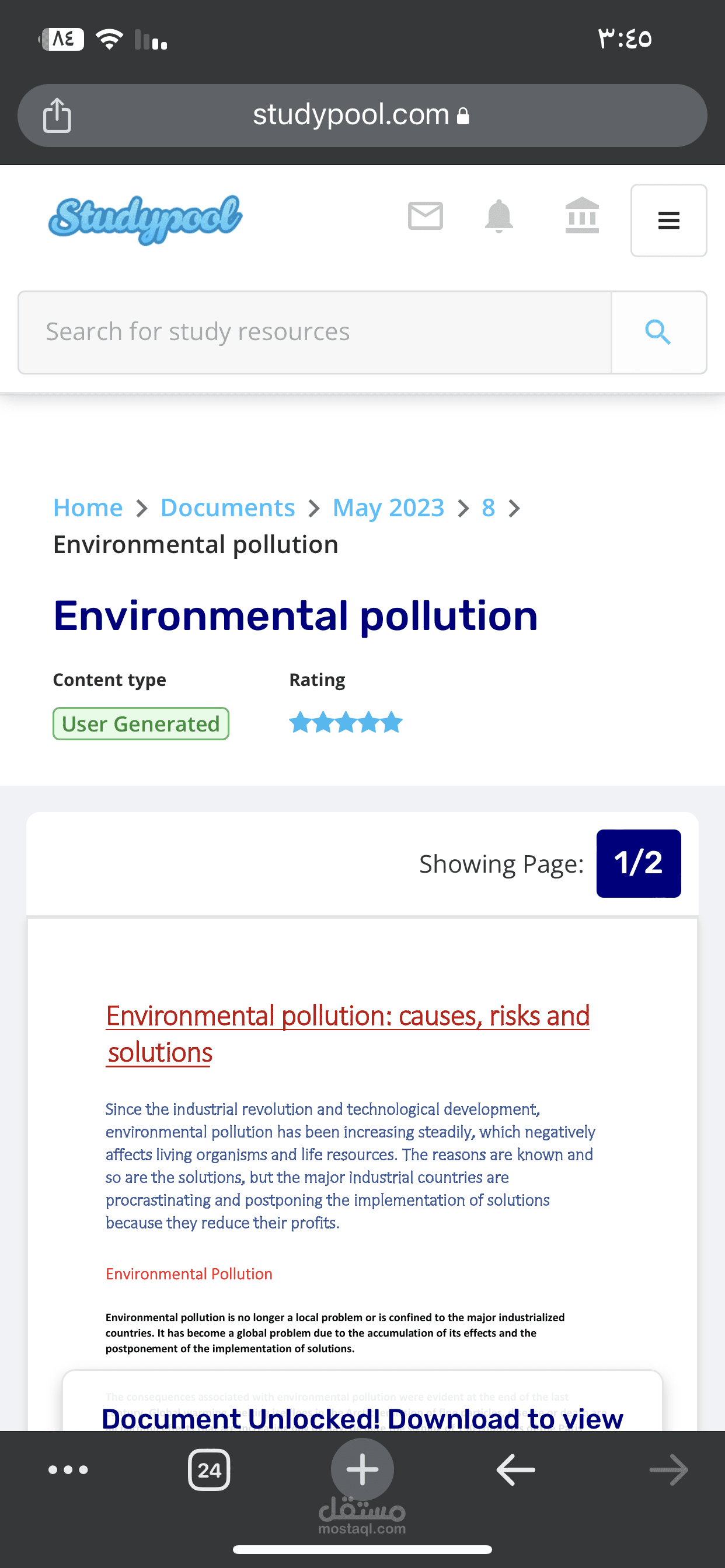 Environmental pollution