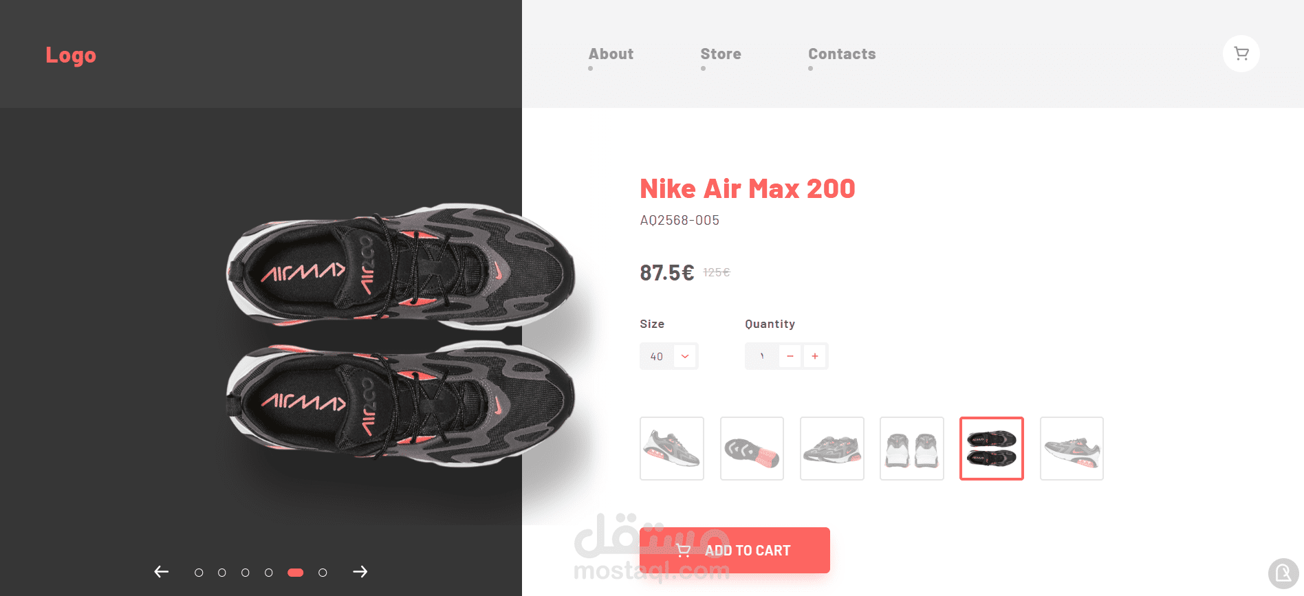 تصميم وتكويد واجهة منتج متجر إلكتروني احترافية - Nike Air Max