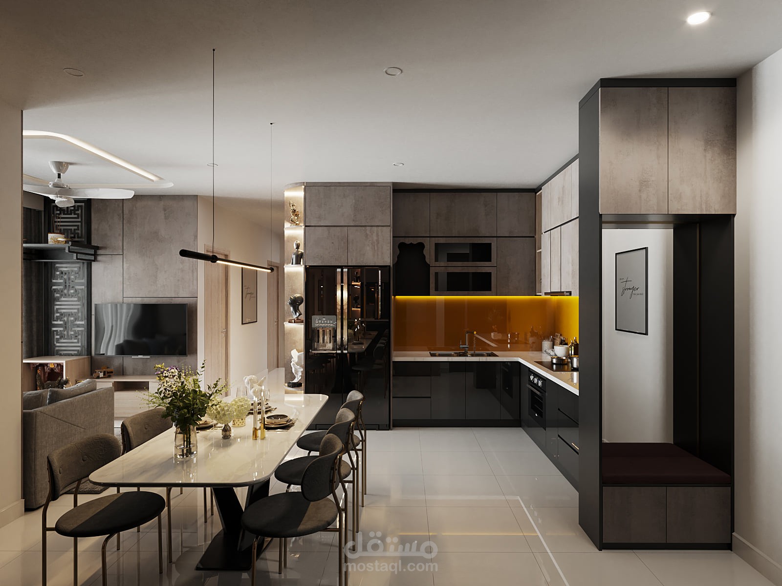 تصميم داخلي لوحدة سكنية فى الكويت