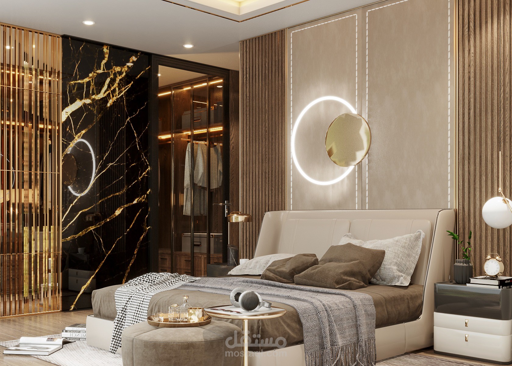تصميم غرفة نوم و دريسينج لـ فيلا بـ الامارات العربية