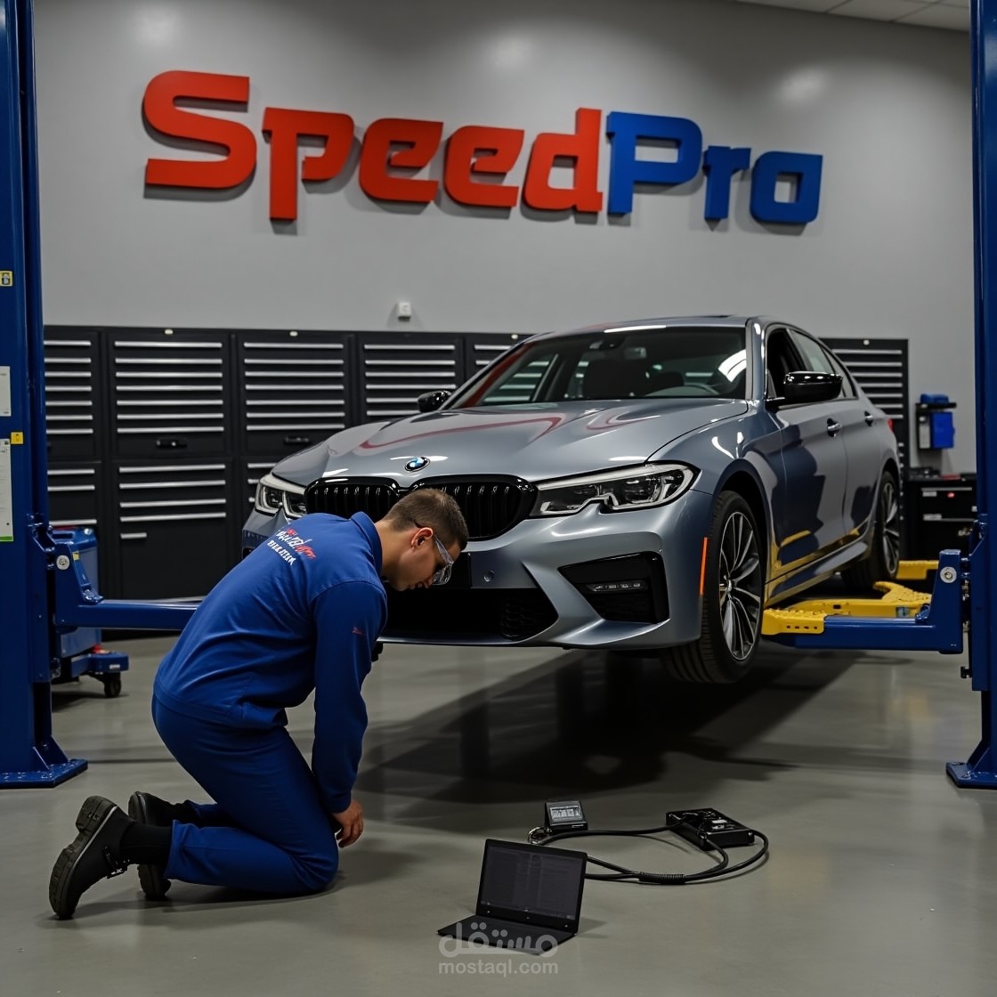 تصميمات بوستر لمركز صيانة سيارات باسم SpeedPro