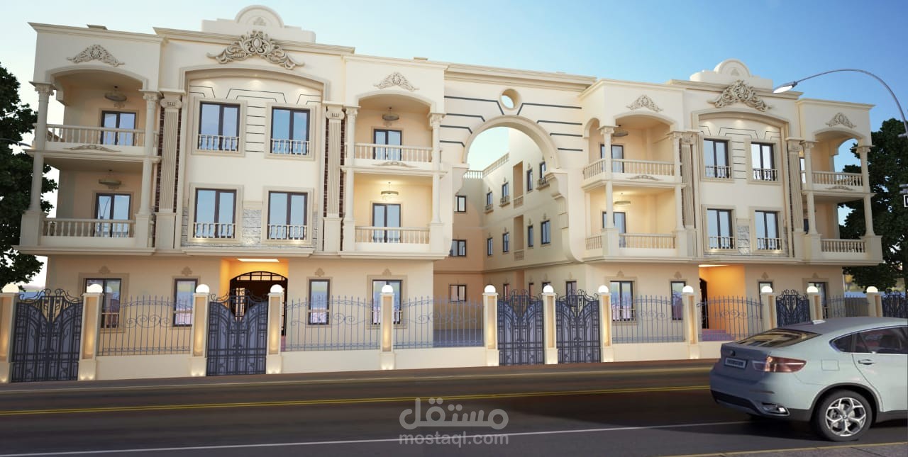 تصميم وتنفيذ واجهة كلاسيك من الحجر الهاشمي