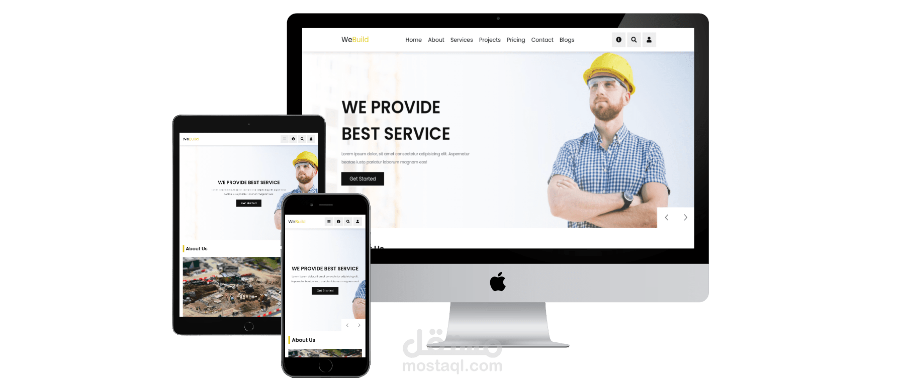 تصميم عصري لشركة بناء construction website