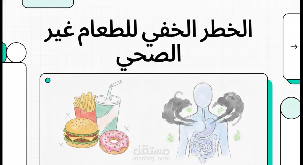 تصميم فيديو تعليمي احترافي عن الطعام الصحي