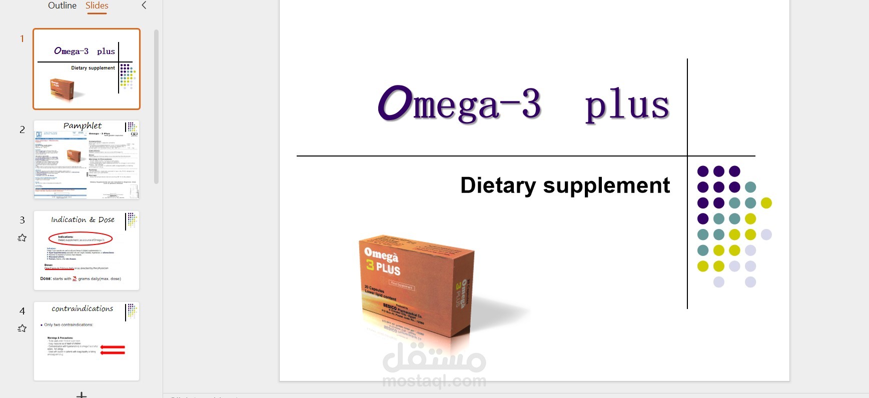 عرض تقديمي طبي لطالب في كلية الصيدلة