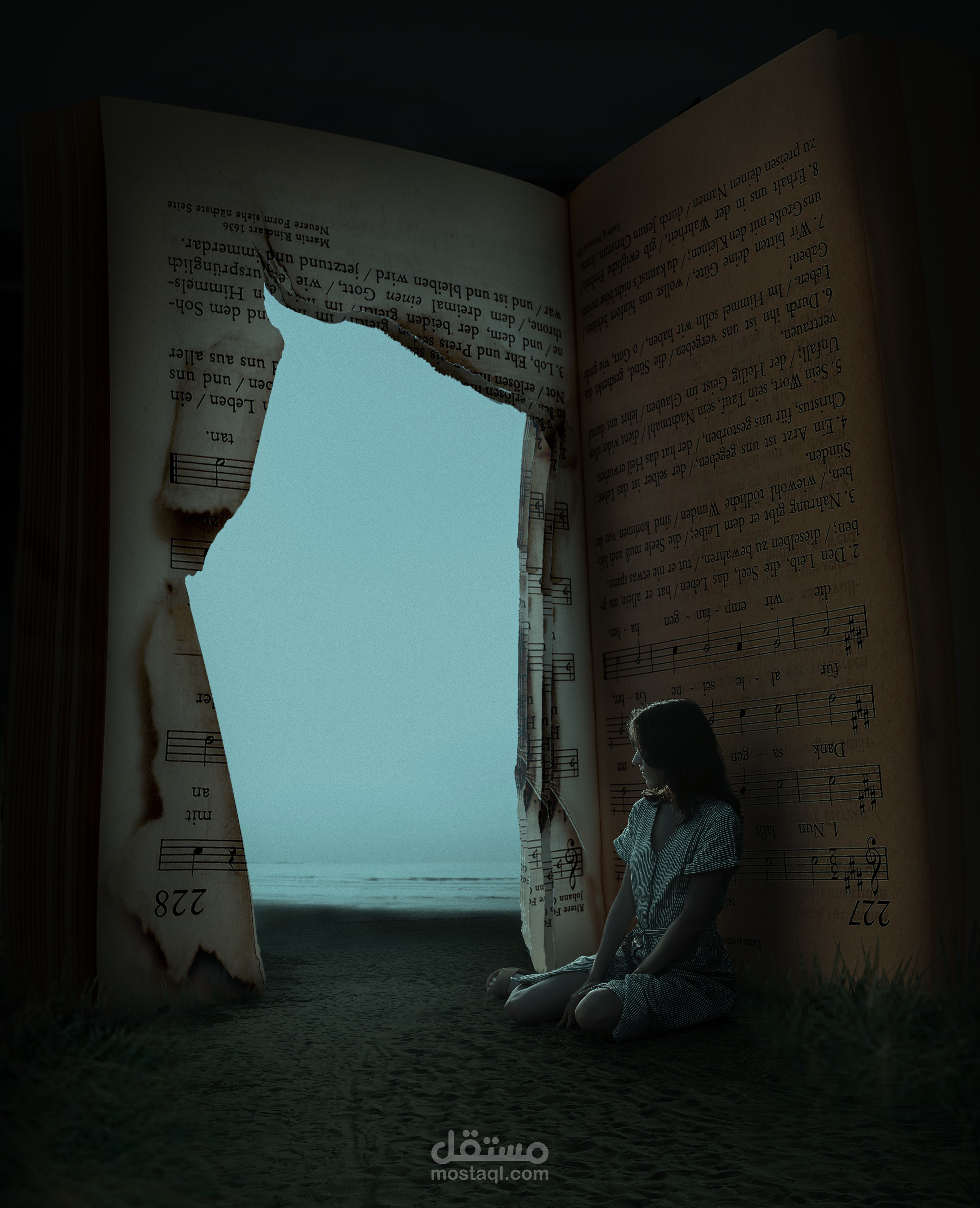 تصميم دمج لفتاه وكتاب