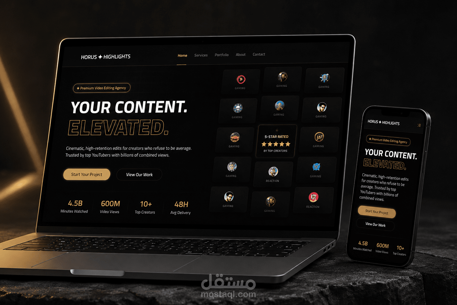 Horus Highlights – Video Editing Agency Website wordpress