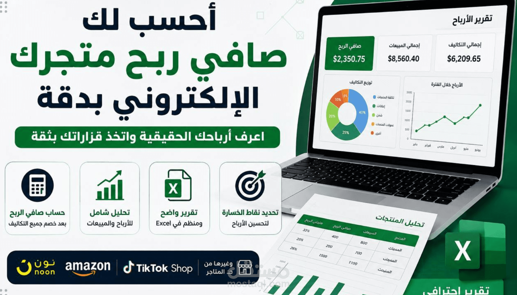 تنظيم ومراجعه حسابات متجرك الالكتروني ومعرفه صافي الربح بدقه