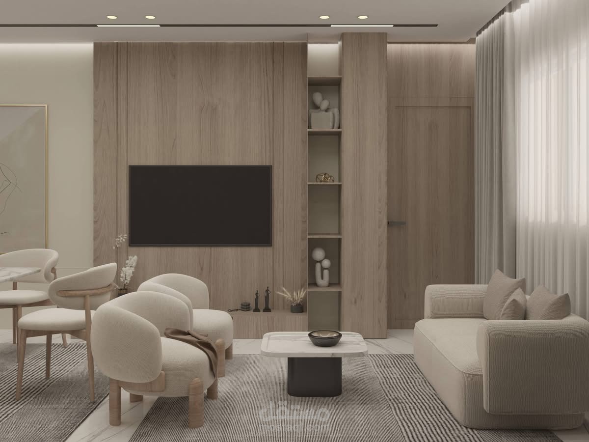 "تصميم داخلي شقة سكنية بنظام المودرن الدافئ "(Modern Minimalist)