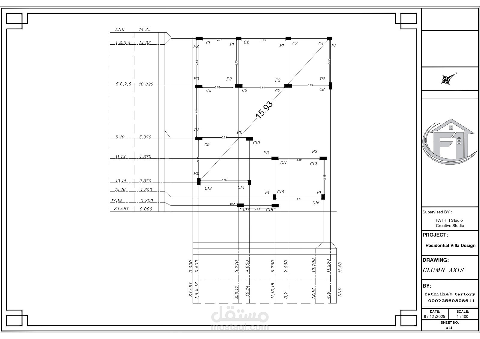 إعداد المخططات الإنشائية والتحليل الهيكلي لفيلا سكنية- نظام الهيكلي الانشائي