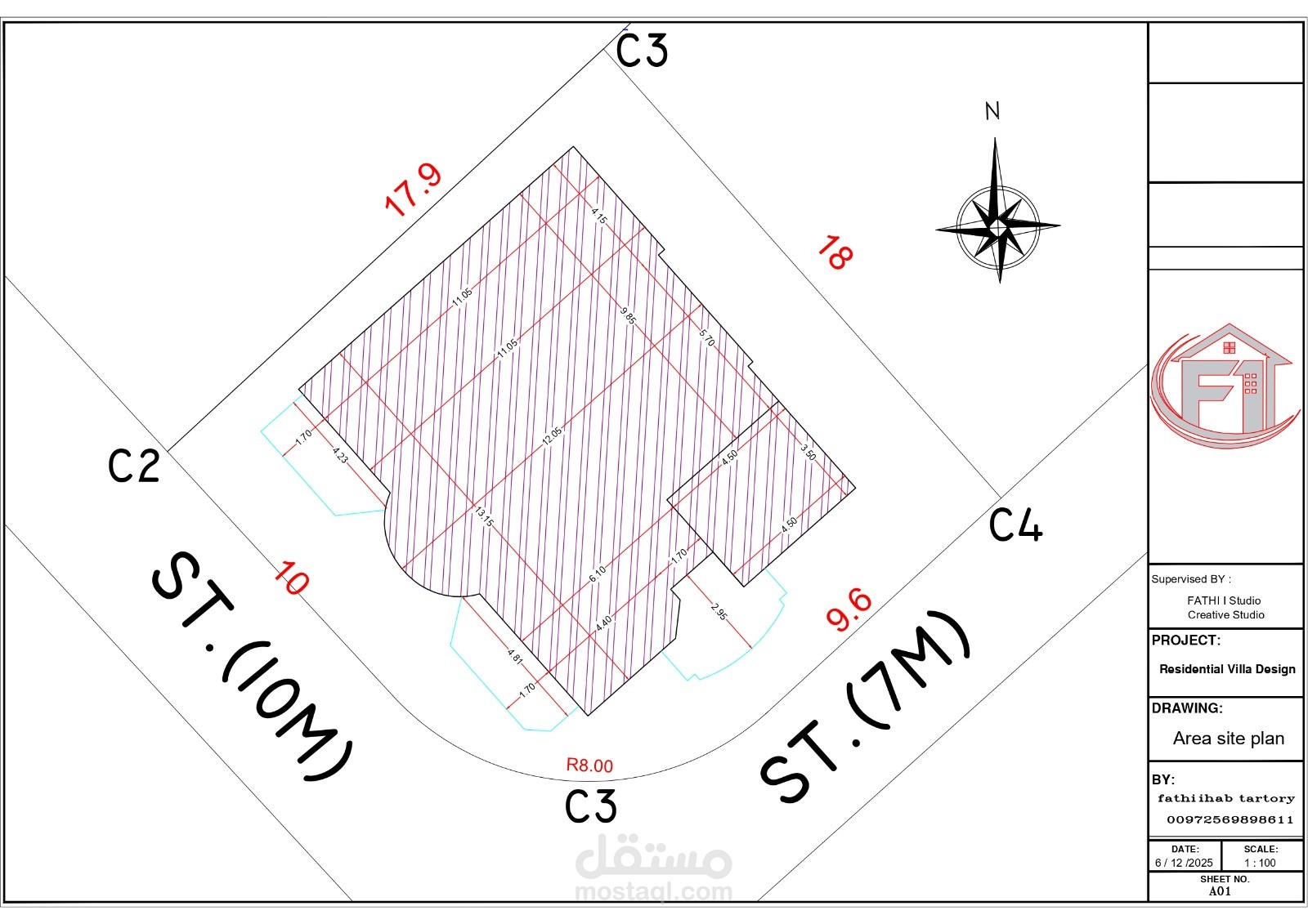 تصميم معماري لفيلا سكنية فاخرة بواجهات من الحجر القدسي - طراز [نيوكلاسيك / تراثي]